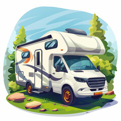 Wall Mural - Artistic vector illustration of RV truck