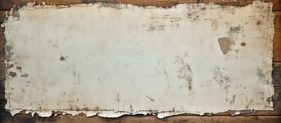 Aufkleber - Grunge vintage wooden board background with torn old paper. copy space available