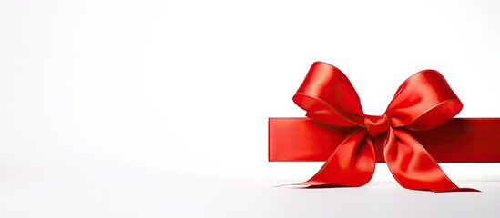 Poster - Gift red ribbon and bow isolated on white. copy space available