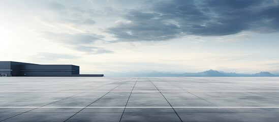 Poster - empty asphalt road with modern building. copy space available