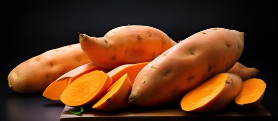 Poster - Fresh sweet potatoes on a white background. copy space available