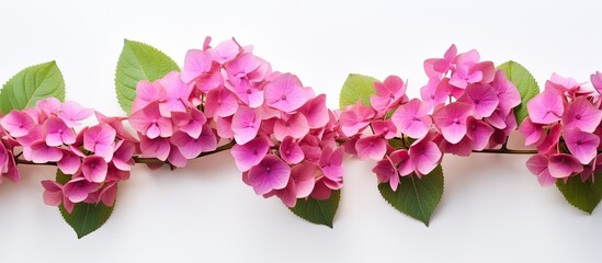 Poster - A copy space image of hortensia flowers set against a plain white backdrop