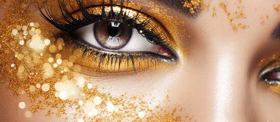 Aufkleber - Diamond mix gold glitter isolated on white background. copy space available