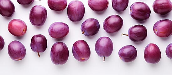 Poster - plums isolated on a white background with copy space for your text Top view Flat lay pattern