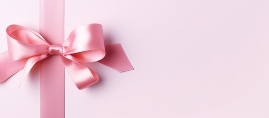 Poster - A gift ribbon bow stands alone on a white background with copy space image