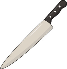 Knife illustration with black rubber handle