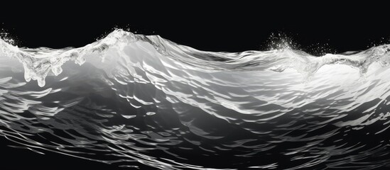 Poster - A beautiful natural texture of black and white waves on the surface of the sea water with shining reflections of sunlight The wavy pattern creates a retro vision and there is copy space for additiona