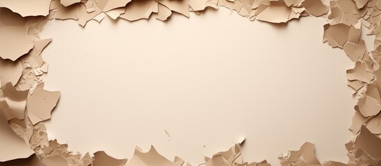Poster - Recycled paper craft stick on a brown background White paper torn or ripped pieces of paper isolated on brown background White ripped note Torn paper edges for background. copy space available