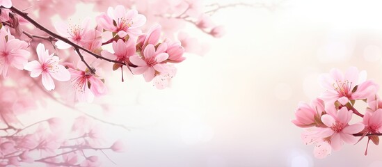 Aufkleber - Beautiful spring background with pink flowers Spring border background with pink blossom. copy space available