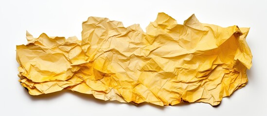 Aufkleber - Burned yellow crumpled paper on white background. copy space available