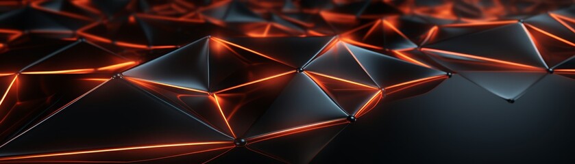 Wall Mural - Futuristic abstract mesh, metallic textures, dark background