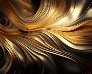 Wall Mural - Golden curve background. Light gold streak wallpaper. GenerativeAI.