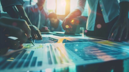 Poster - Business People Analyzing Statistics Financial Concept : Generative AI