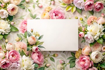 Wall Mural - Elegant blank business card on floral background