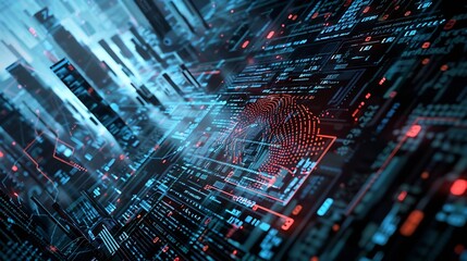 Leinwandbilder - the fusion of art and technology in my captivating collection Discover the power of digital security systems biometric fingerprint scanning and hightech cyber protectionSafeguard your  : Generative AI