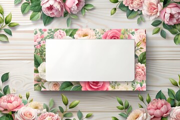 Wall Mural - Elegant blank business card on floral background
