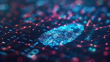 Leinwandbilder - Fingerprint scan provides security access with biometric identification Businessman using fingerprint indentification to access personal financial data Technology Safety and biometric  : Generative AI