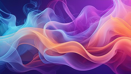 Canvas Print - Colorful Abstract Smoke Wisps in Purple Gradient Background Artistic Vapor Shapes Representation