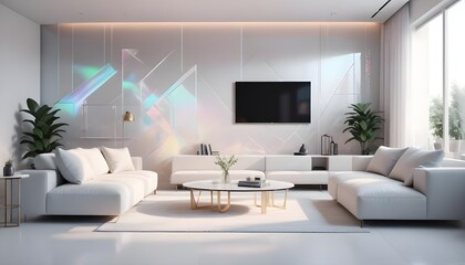 Photo interior modern design room 3D illustration