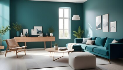 Photo interior modern design room 3D illustration