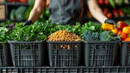 Wall Mural - Visuals of individuals reducing food waste by meal planning, properly storing leftovers, and composting uneaten food scraps to minimize methane