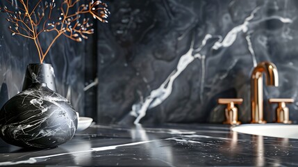 Aufkleber - Marble counter table top in bath room background : Generative AI