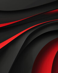 Sticker - Abstract geometric design with flowing black and red shapes, creating a sleek, bold, and dynamic background.