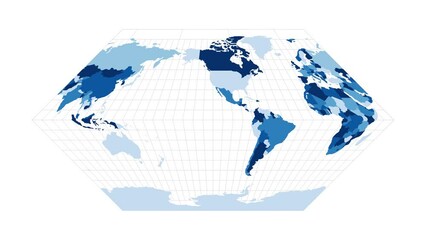 Poster - world map. eckert i projection. loopable rotating map of the world. trendy footage.