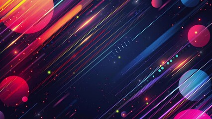 Wall Mural - Modern technology concept. Abstract background with colorful lines and circles. Design modern for web banner or presentation. Dark blue background. Copy space area for text. 4K Videos