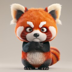 Wall Mural - Cute cartoon character of red panda Ailurus 3D