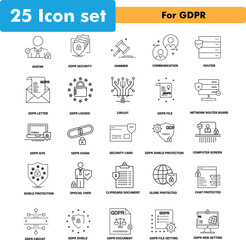 Wall Mural - gdpr line icon set, 25 business outline icon set