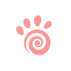 Wall Mural - Paw spiral circle logo vector abstract shape pet foot print