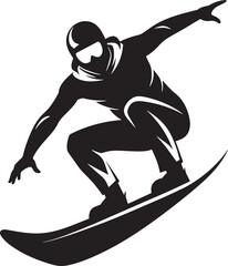 Wall Mural - skier on a snowboard illustration black and white