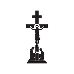 Christian symbols silhouette vector art illustration.