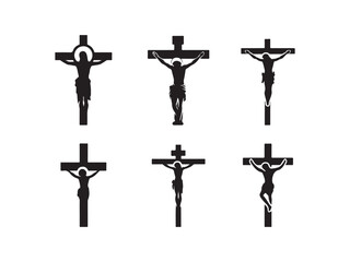 Christian symbols silhouette vector art illustration.