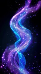 Wall Mural - long blue and purple stream of light with many stars