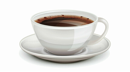 White cup of coffee isolated on a white background