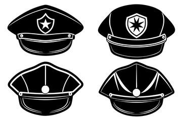 Wall Mural - Police hat silhouette isolated