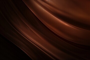 Closeup of chocolate brown silk fabric, smooth and flowing in the wind