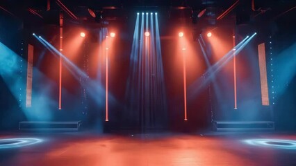 Wall Mural - stage with red and blue light show