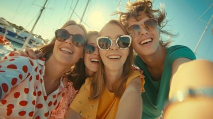 Wall Mural - The friends taking a selfie