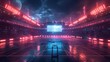 © DARIKA - A futuristic sports arena with a holographic playing field, advanced technology enhancing the spectator experience, and athletes using cutting-edge gear to compete in high-tech sports. Clipart