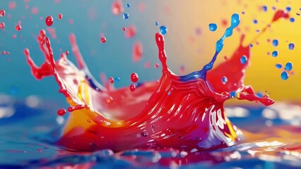 Canvas Print - Splash of paint in water with splash of blue