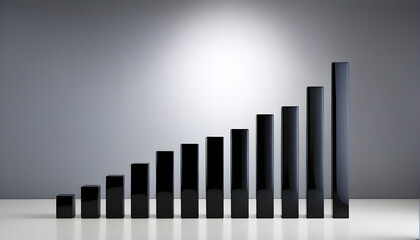 Growing Stock Market Business Graph on a 3D black chart for Corporations, Companies, and Presentations