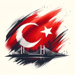 Modern grunge style illustration for Democracy and National Unity Day in Turkey.