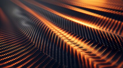 Wall Mural - Render an abstract background featuring dark orange carbon fiber texture. 8k, realistic, full ultra HD, high resolution and cinematic photography