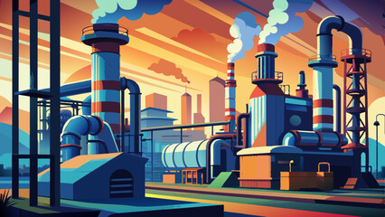 Wall Mural - oil refinery factory