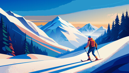 Wall Mural - ski resort in the mountains