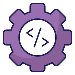 conceptual flat design icon of coding