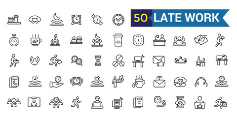 Wall Mural - late work icon. outline late work vector icon for ui design. outline icon collection. editable strok